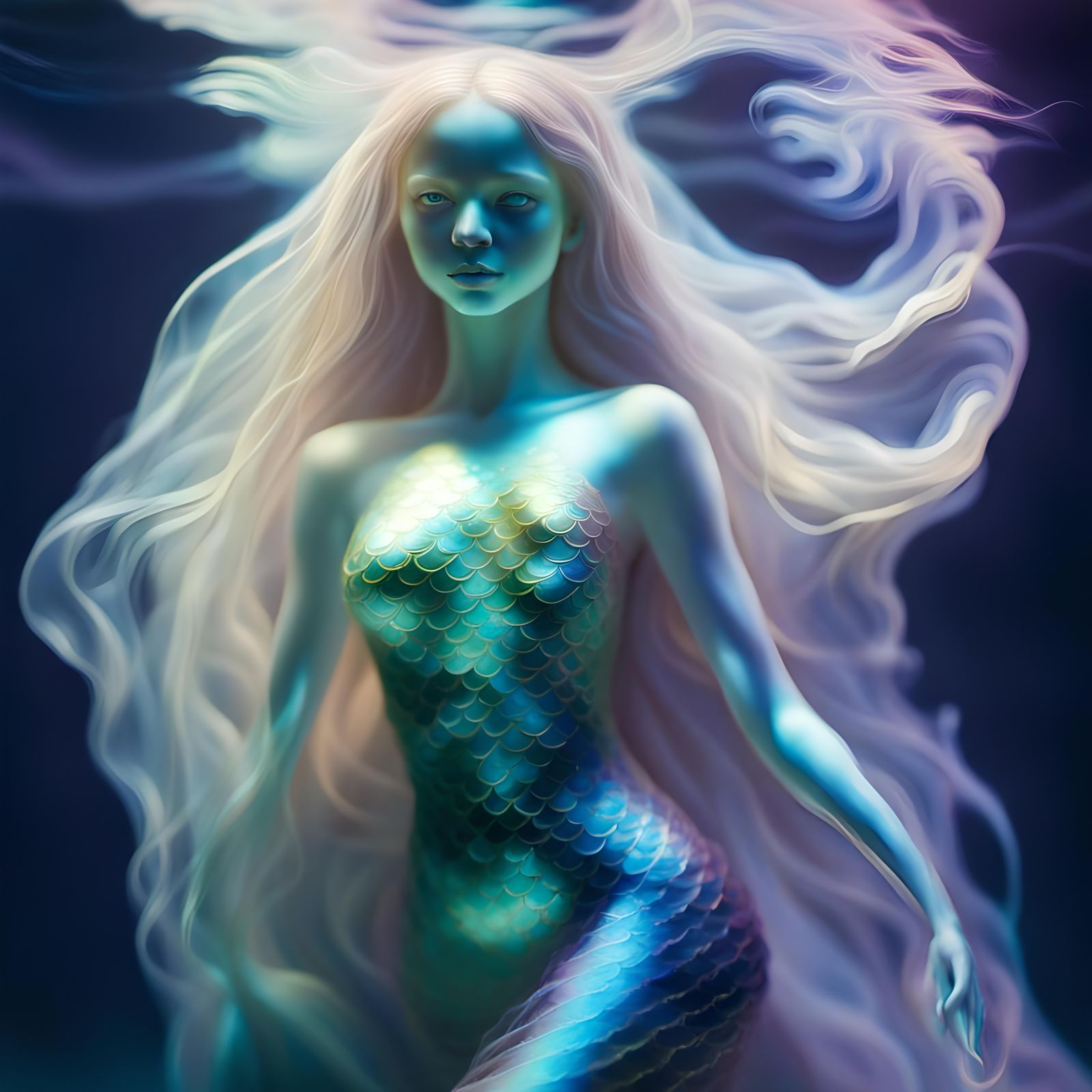 Iridescent Mermaid Spirit Underwater Close-Up