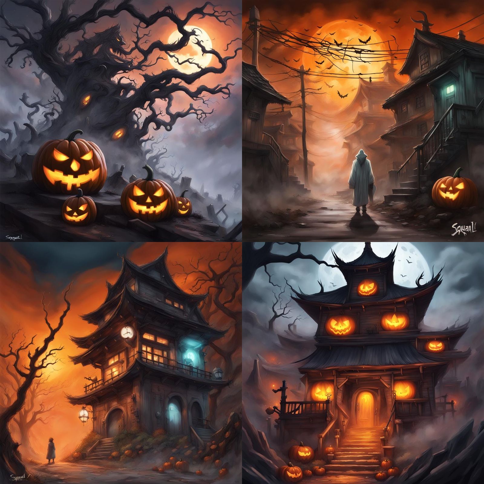 Halloween Scene in Anime Fog Hill Style