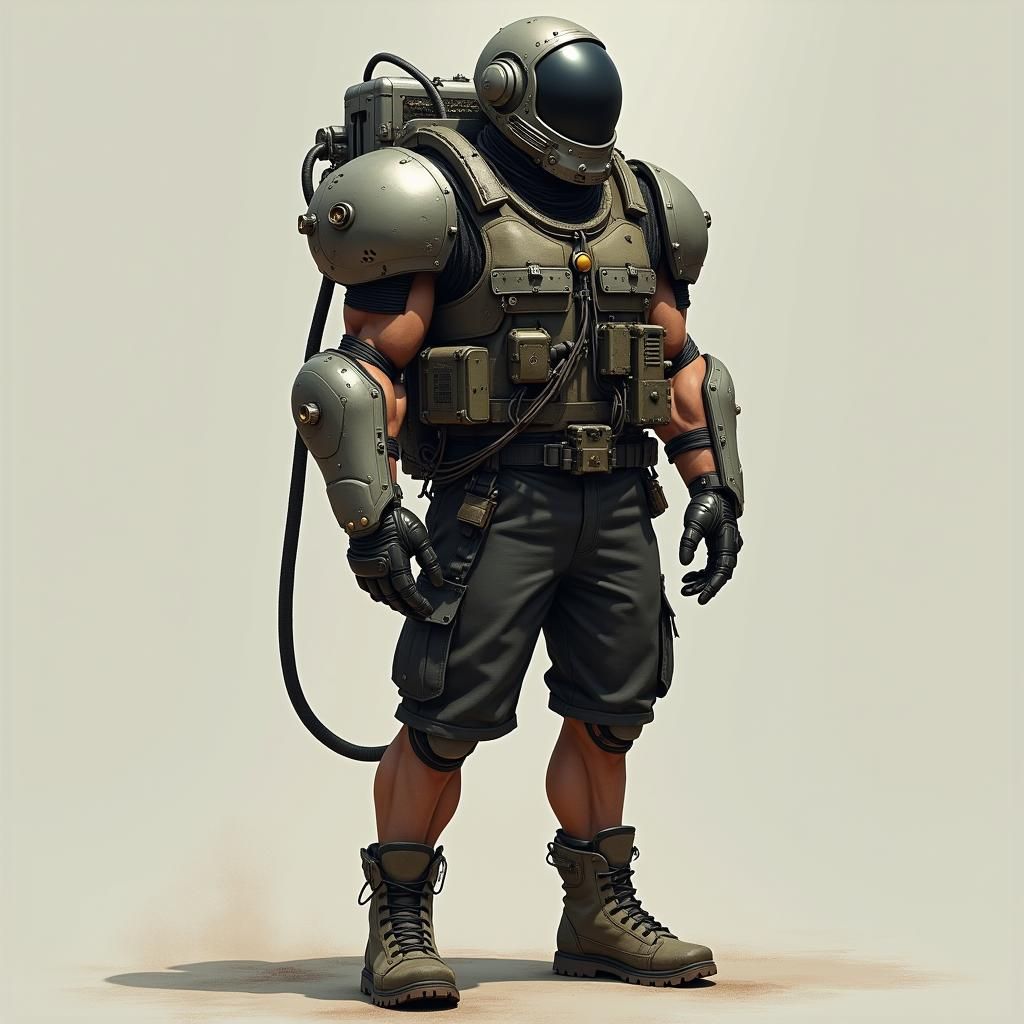 Rugged Mech Pilot in Futuristic Military Style