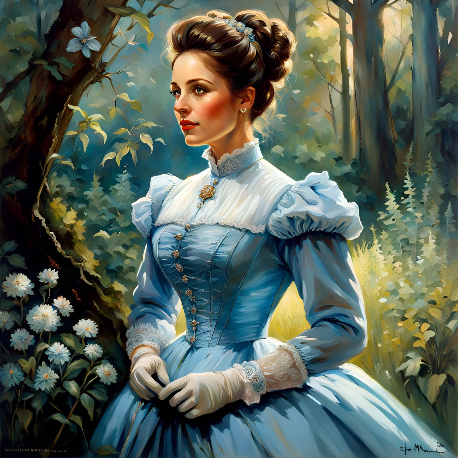 Victorian Woman in Mystic Garden Portrait