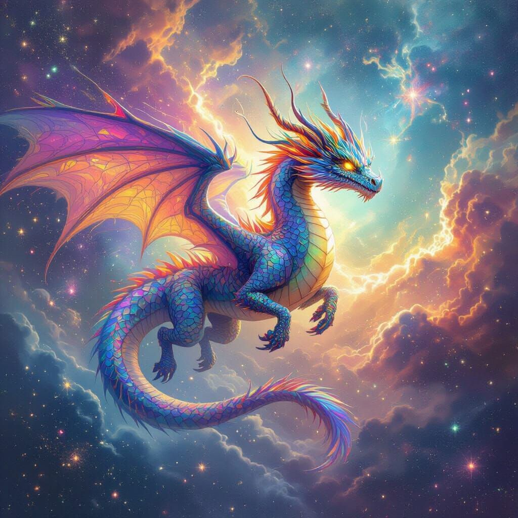 Celestial Dragon Soaring Through a Nebula