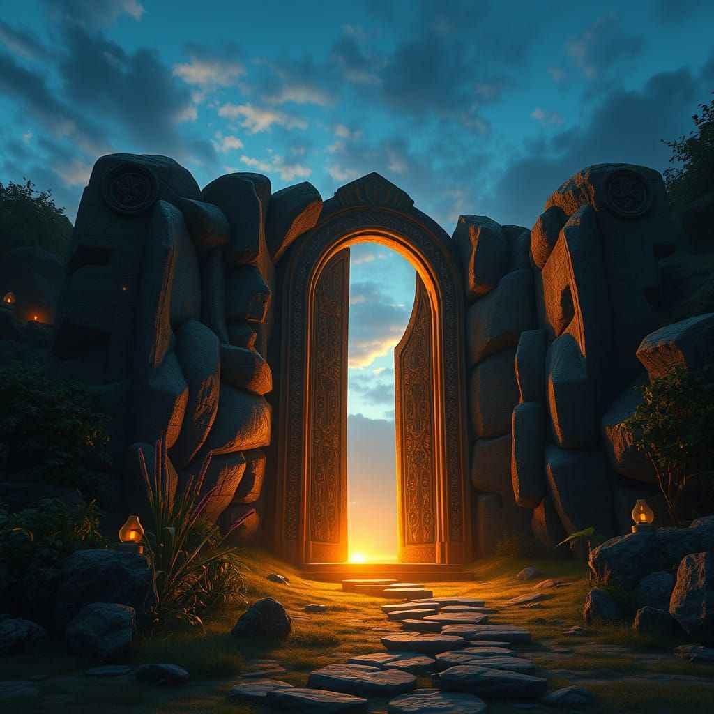 Golden Portal Beckons: Mystical Realm Exit