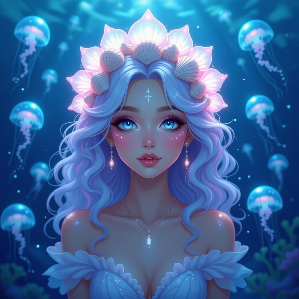 Goddess of the Deep: Bioluminescent Jellyfish Fantasy Art