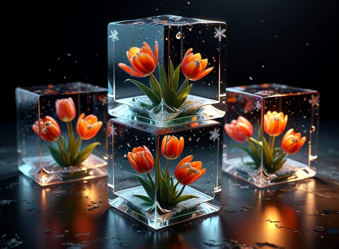 Crystal Cube with Vibrant Seasonal Scenes