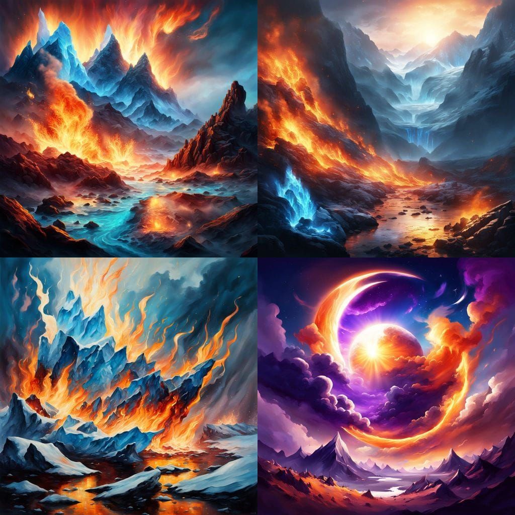 Nature's Opposites: Fire, Ice, Sun, Moon, Ocean, Desert
