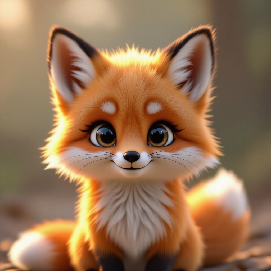 Cute CGI Fox with Big Expressive Eyes