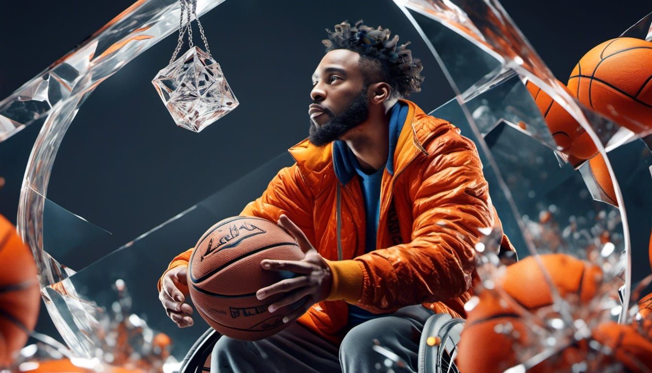 Paralympic Athlete with Crystal Cube in 3D Art