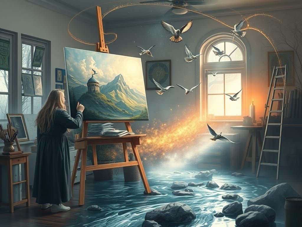 Wizard Artist's Painting Comes Alive in Studio