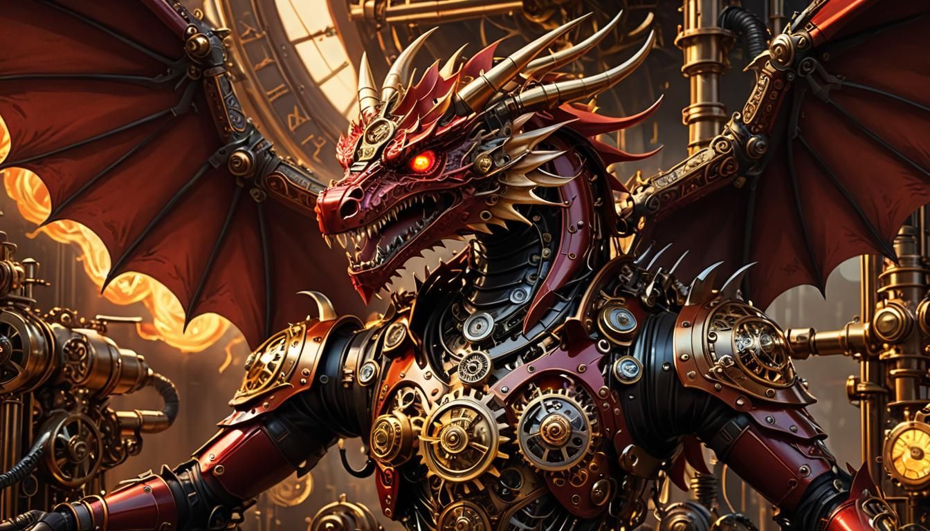 Clockwork Dragon Steampunk Digital Art