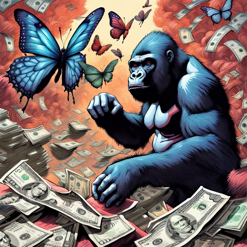 Gorilla Butterfly Fights Injustice: Sci-Fi Horror Art