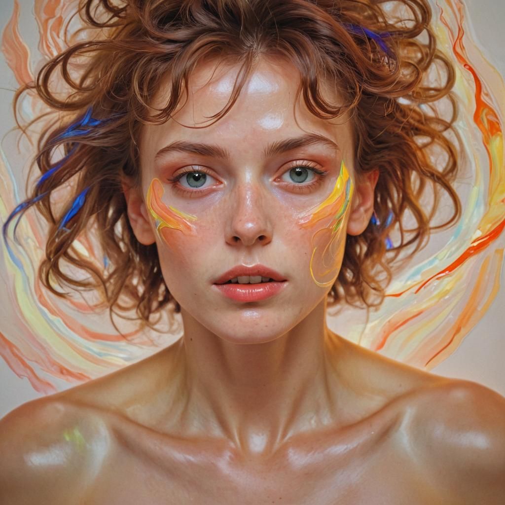 Fluorescent Being in Dreamlike Expressionist Portrait