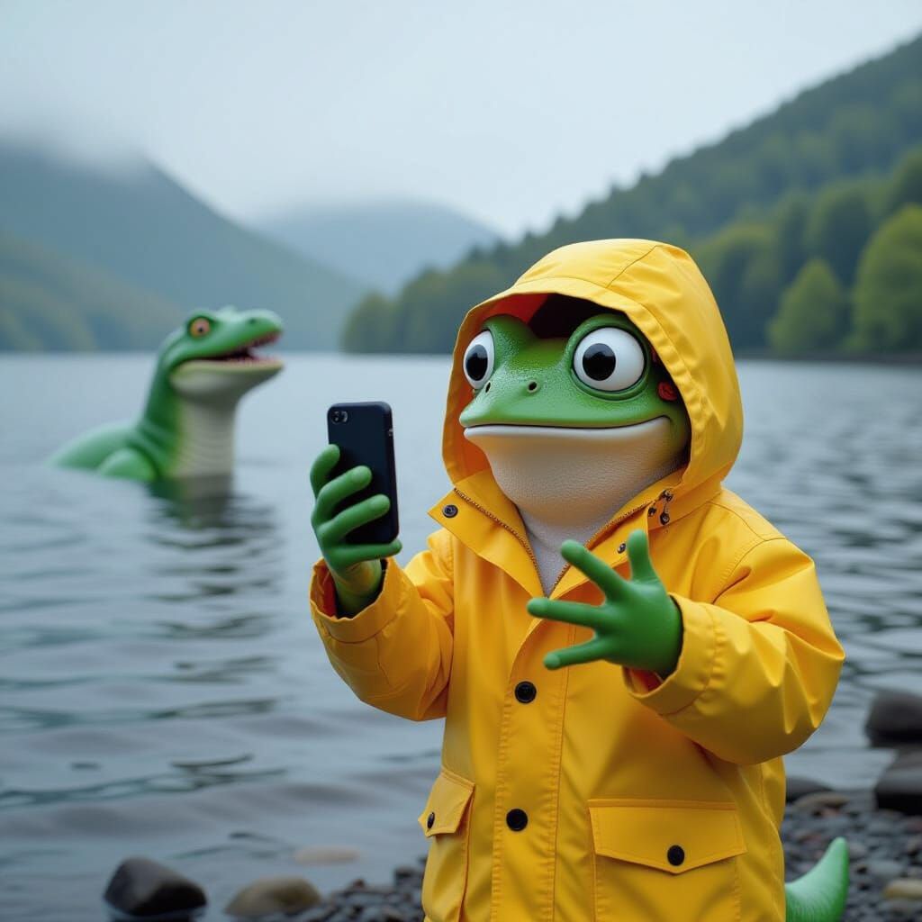 Frog's Frightening Selfie with Loch Ness Monster