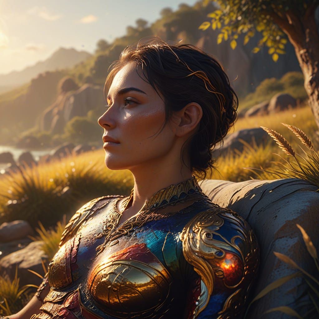 Serene Landscape: A Moment of Relaxation in Oil Paint