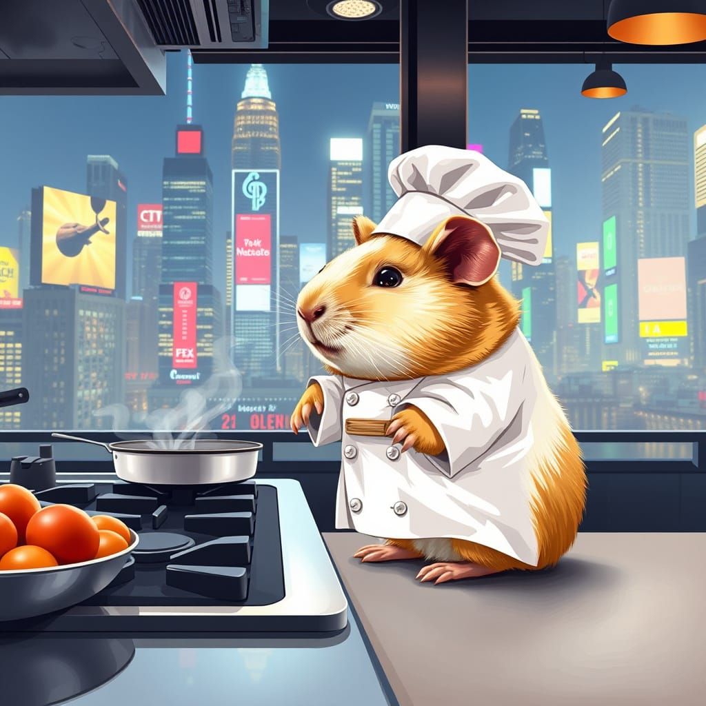 Chef Guinea Pig in Pop Art Style
