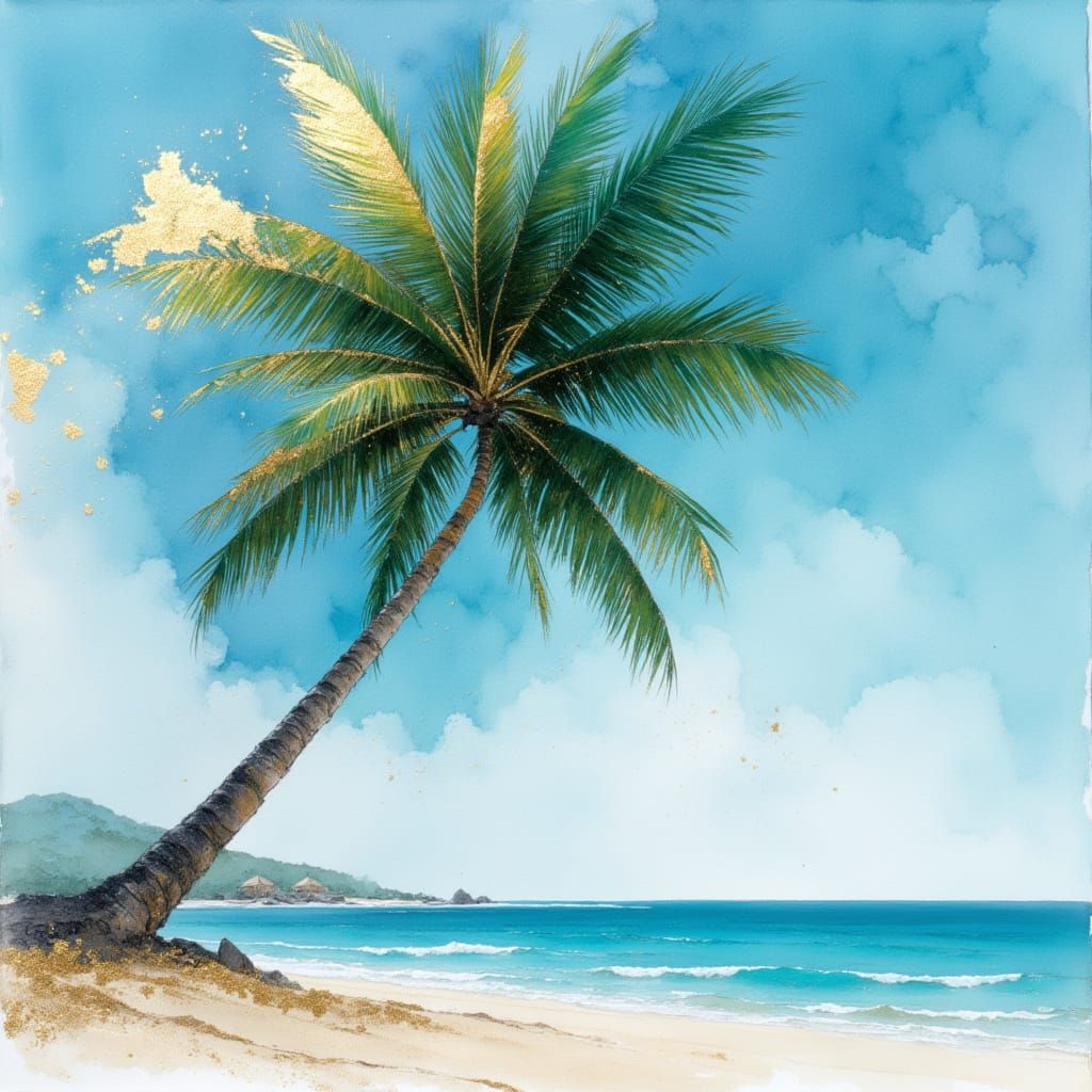 Palm Tree on Tropical Beach