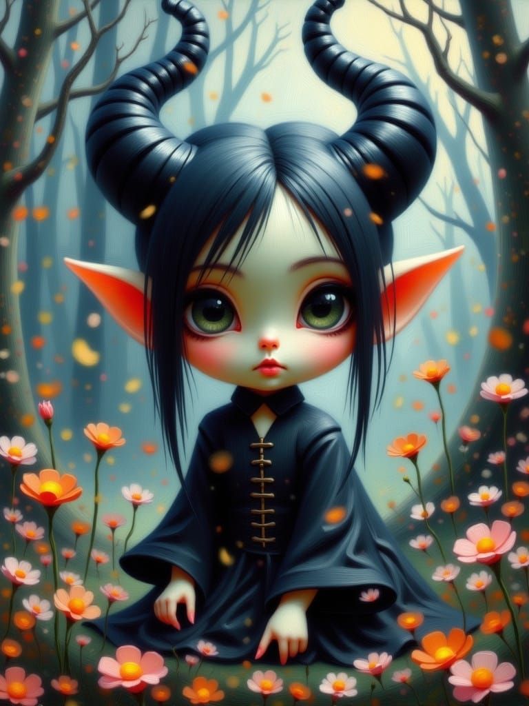 Impressionistic Chibi Vampire Nursery Art