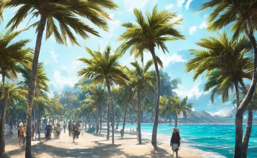 Palm Beach Anime Concept Art in 8k