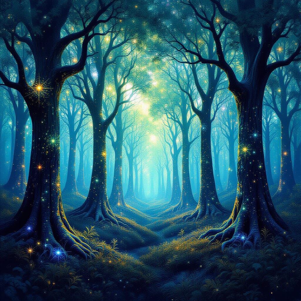 Bioluminescent Glass Forest Depicting Synesthesia and Neurop...