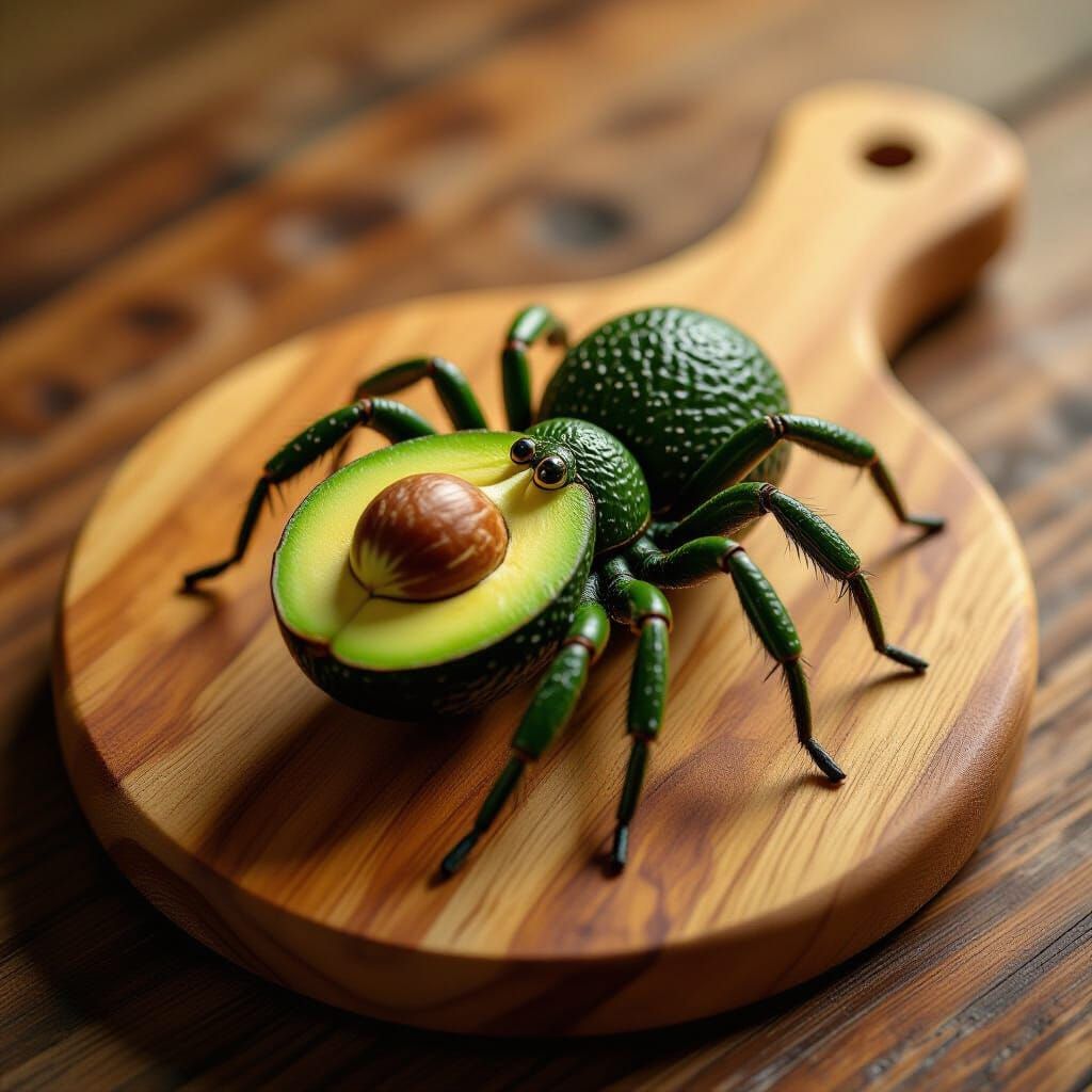 Avocado Spider on Cutting Board
