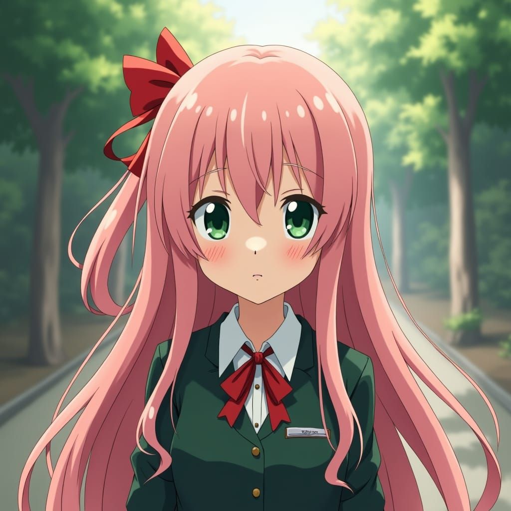 Anime Child with Pink Hair, Ghibli Style