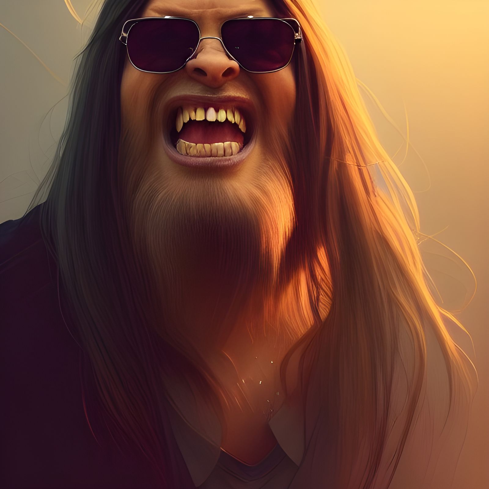 Laughing Ape with Sunglasses: Hyperdetailed Portrait