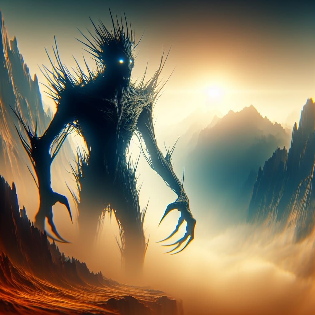 Shadowy Thorned Creature in Digital Matte Painting