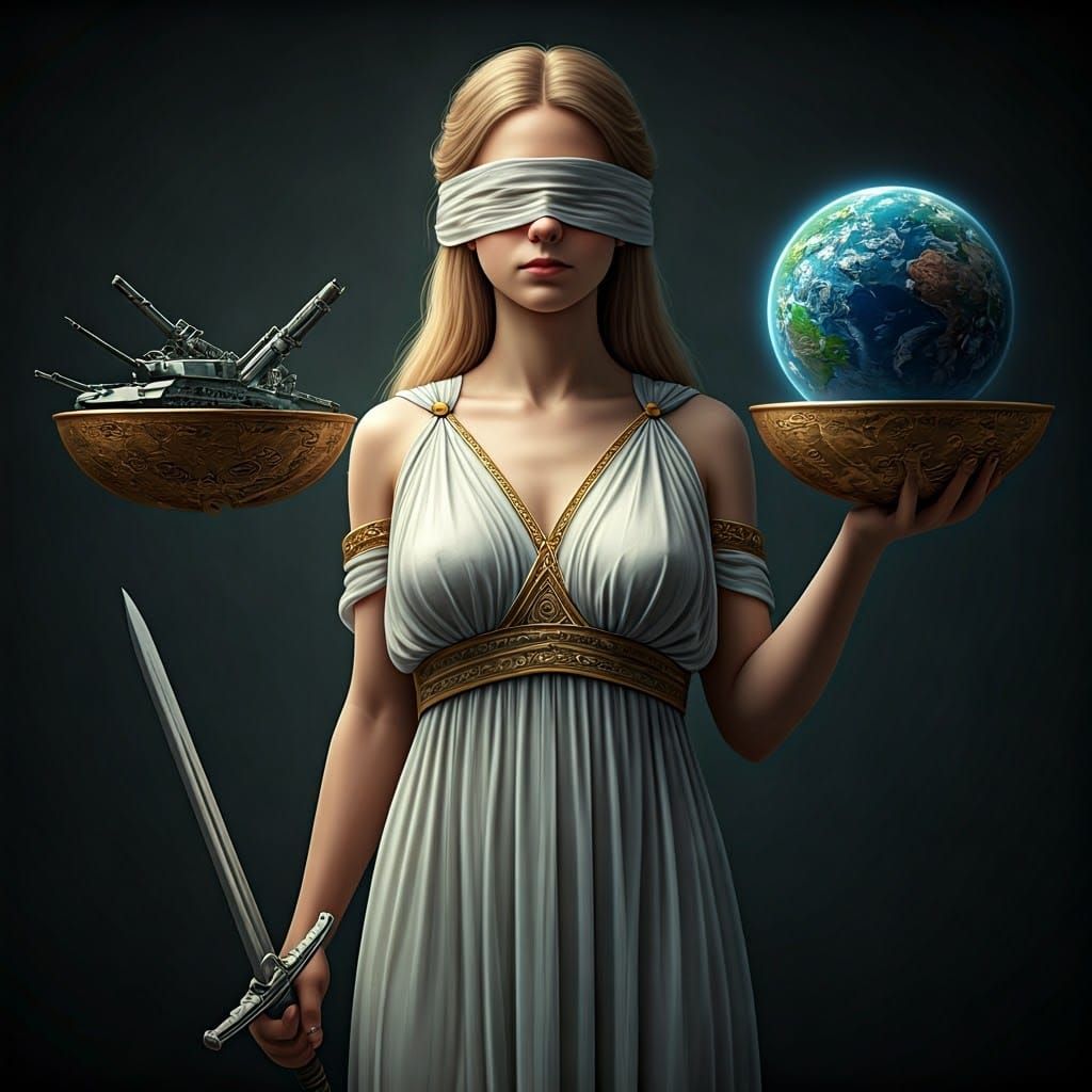 Goddess Justice with Sword and Scales