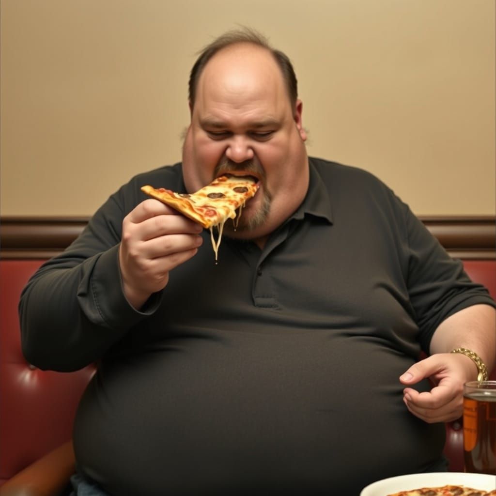 Man Eating Pizza: An AI Interpretation