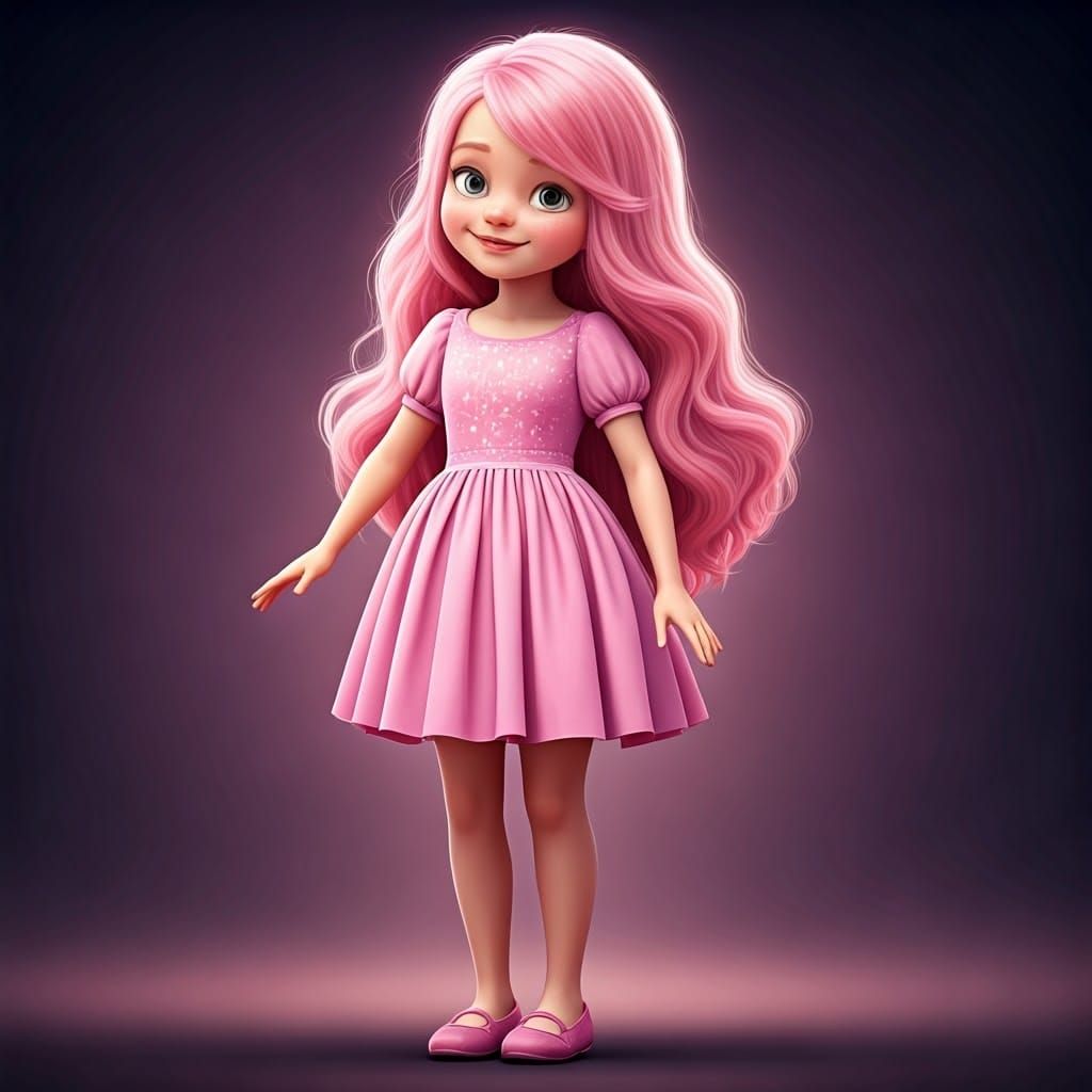 Disney Princess in Vibrant Pink Attire Smiles Brightly