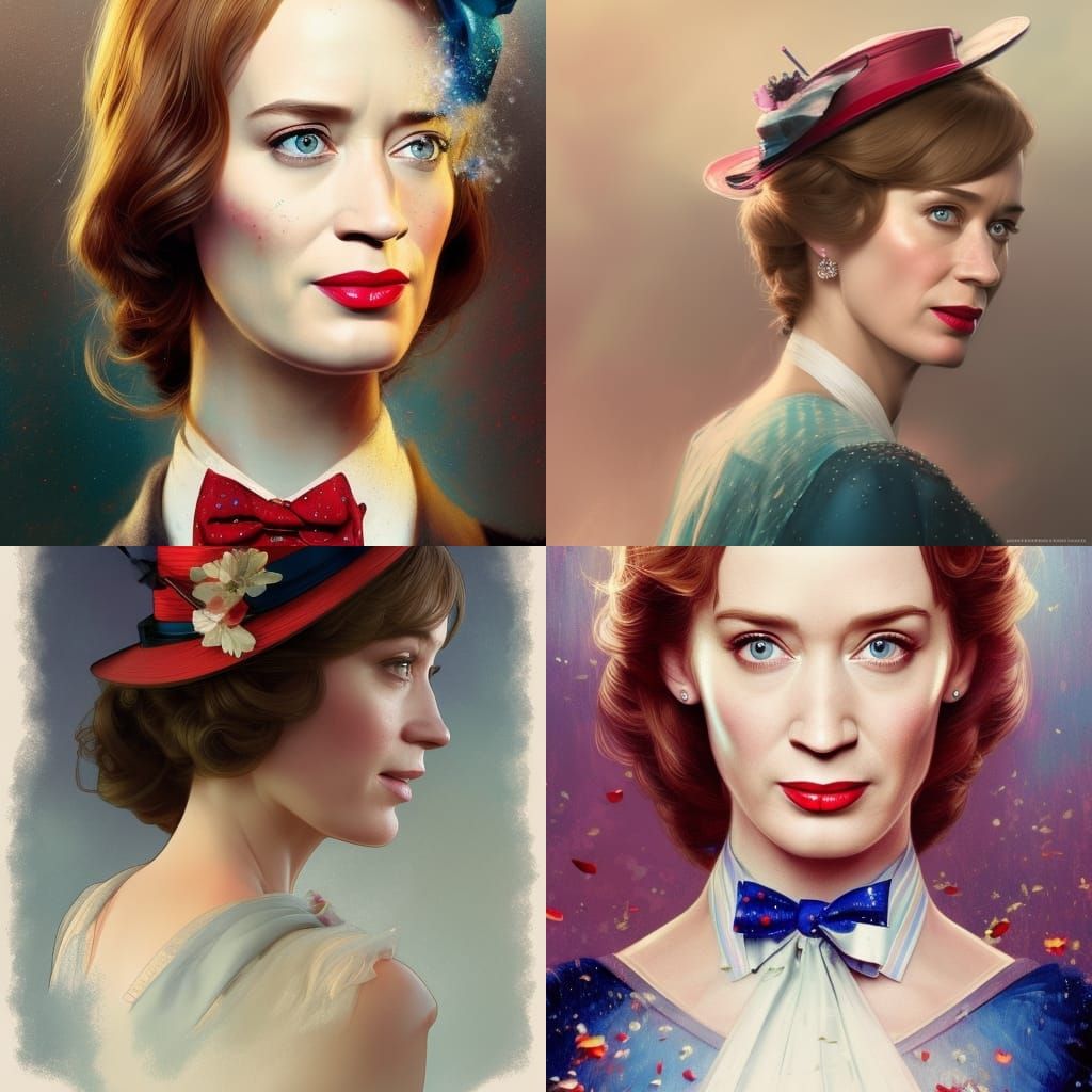 Emily Blunt and Julie Andrews as Mary Poppins