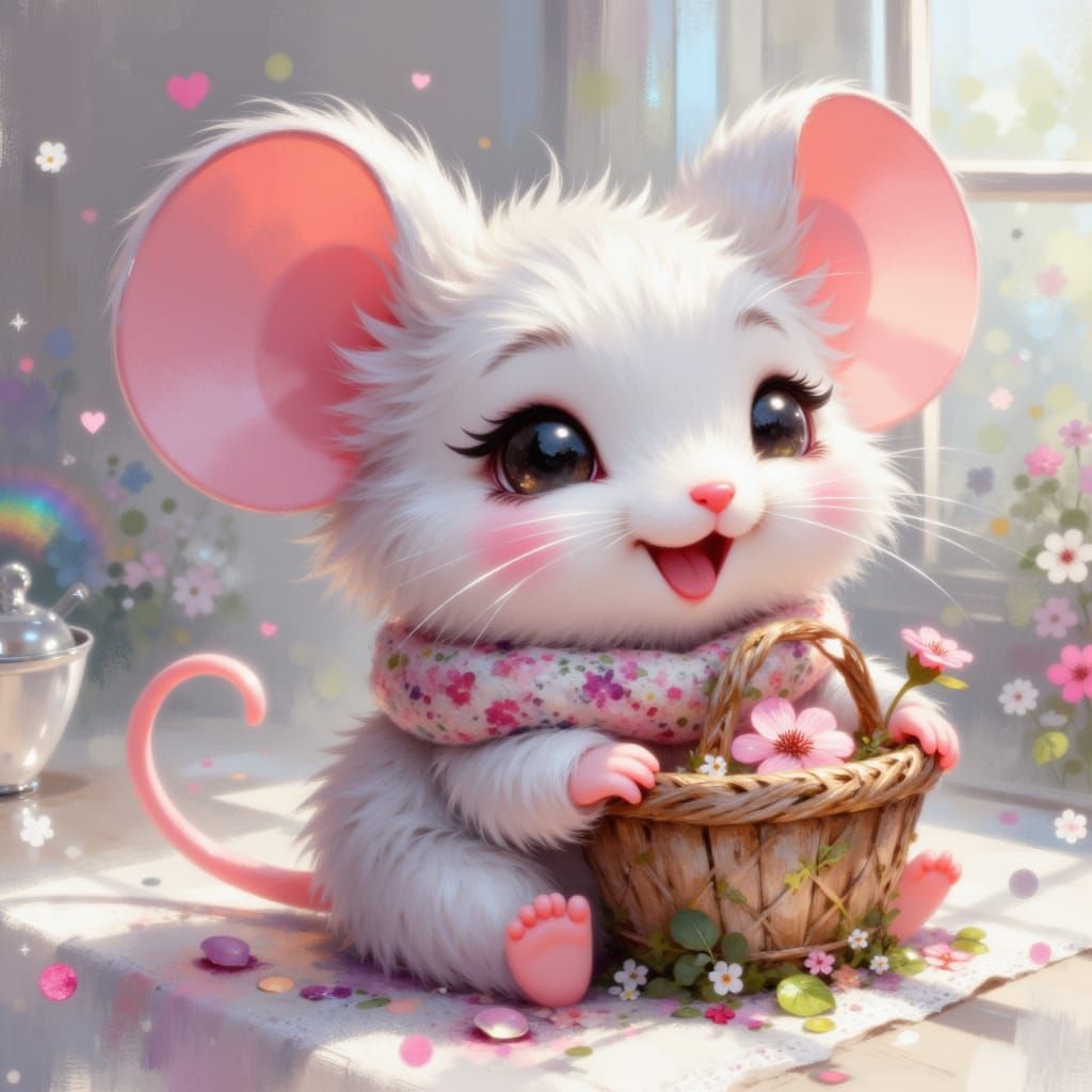 Cute Distinguished Mouse in Artistic Style