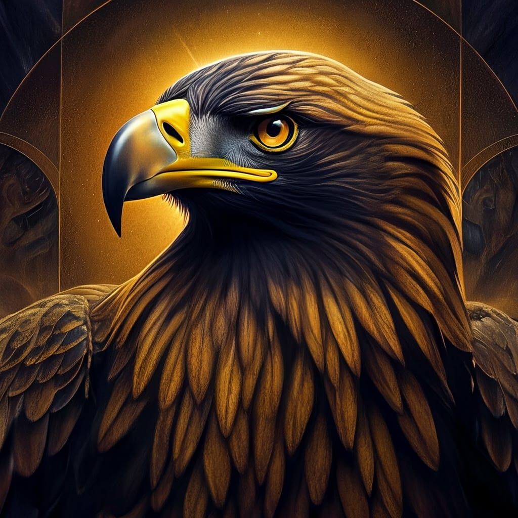Golden Eagle Headed King, Surrounded by Doves and Sapphires