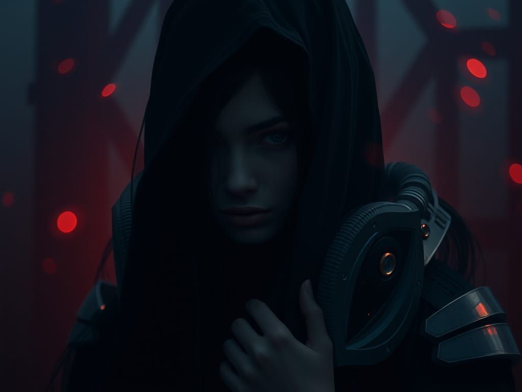 Mystical Woman in Shadow: Cinematic Futuristic Art