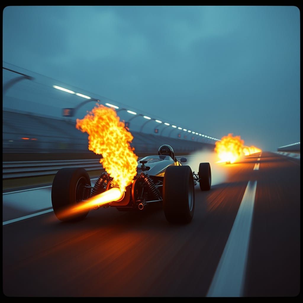 Dragster speeding down a Track 🏎️🔥🔥🔥