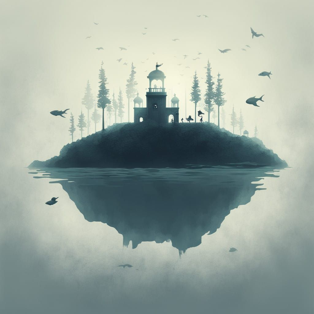 Surreal Diving Scene in Oceanic Colors