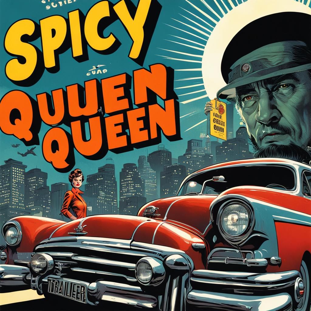 Spicy Trailer Queen: 1950s Noir Comic Book Cover