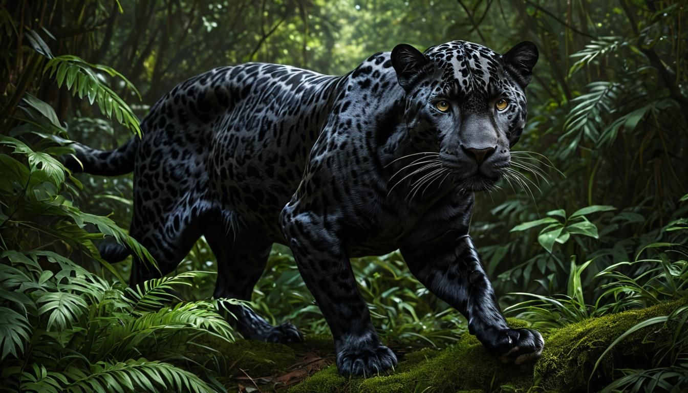 Cybernetic Jaguar Emerges from Jungle Undergrowth