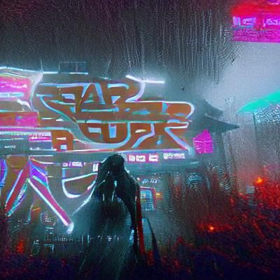 Cyberpunk Star Wars Scene with Neon Lights