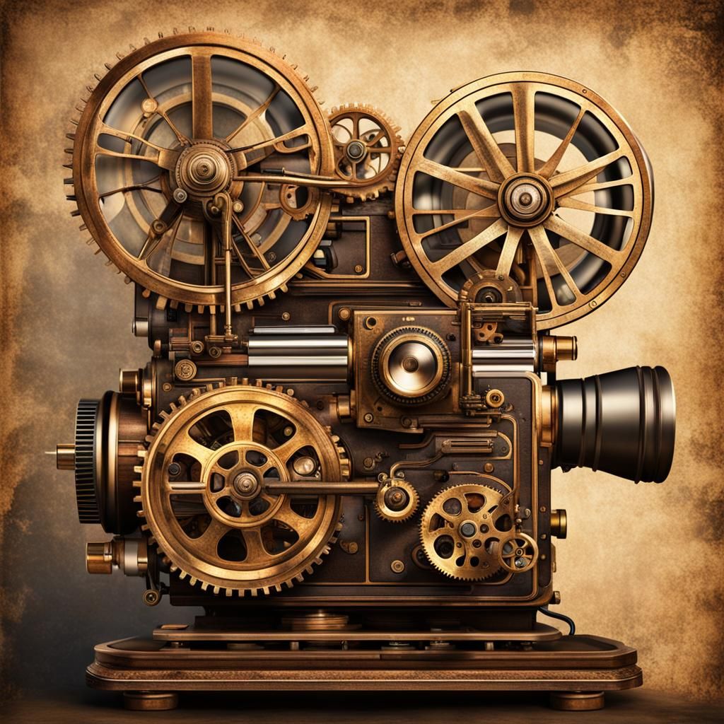 Steampunk Movie Projector with Intricate Details