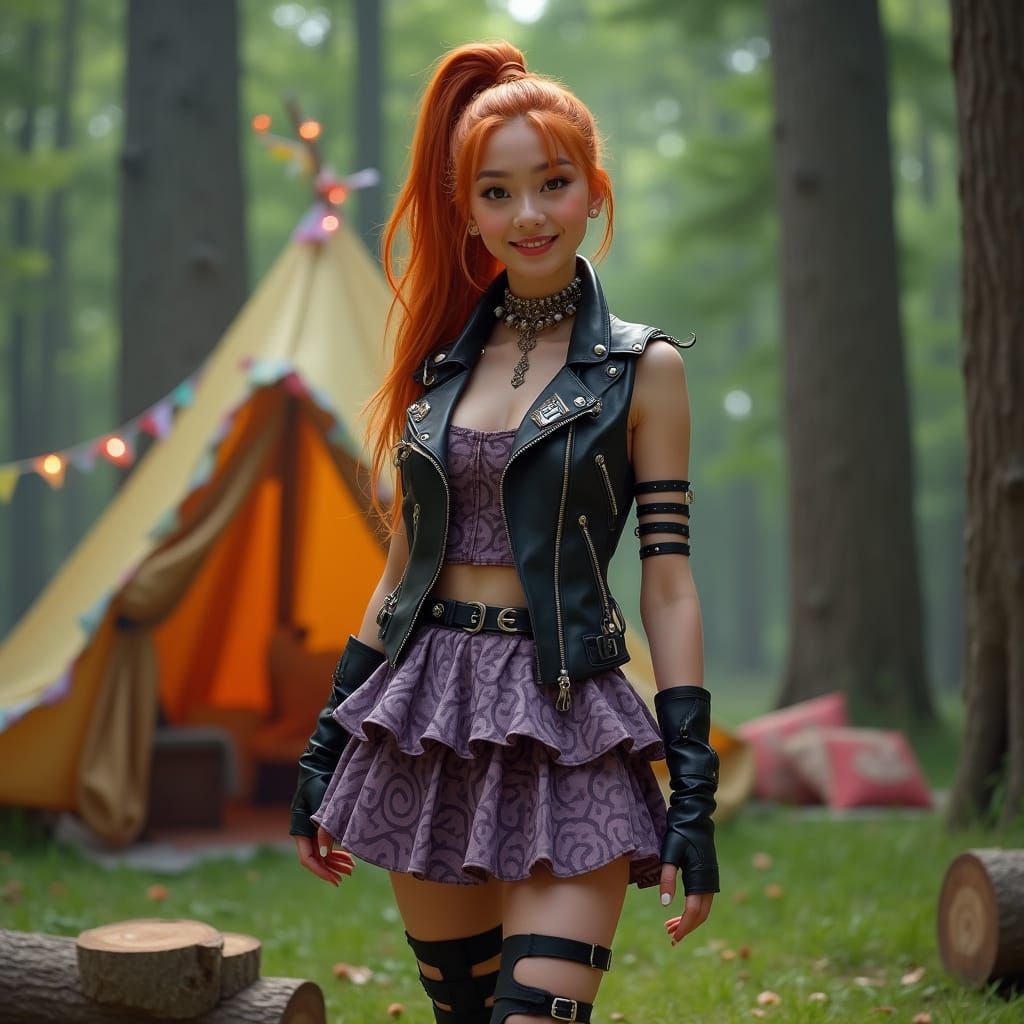 Confident Goddess in Whimsical Forest