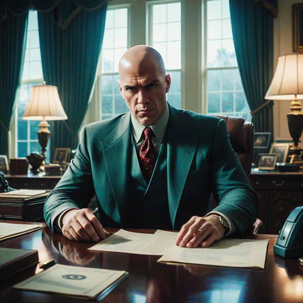 Lex Luthor as President: A Cinematic Film Still