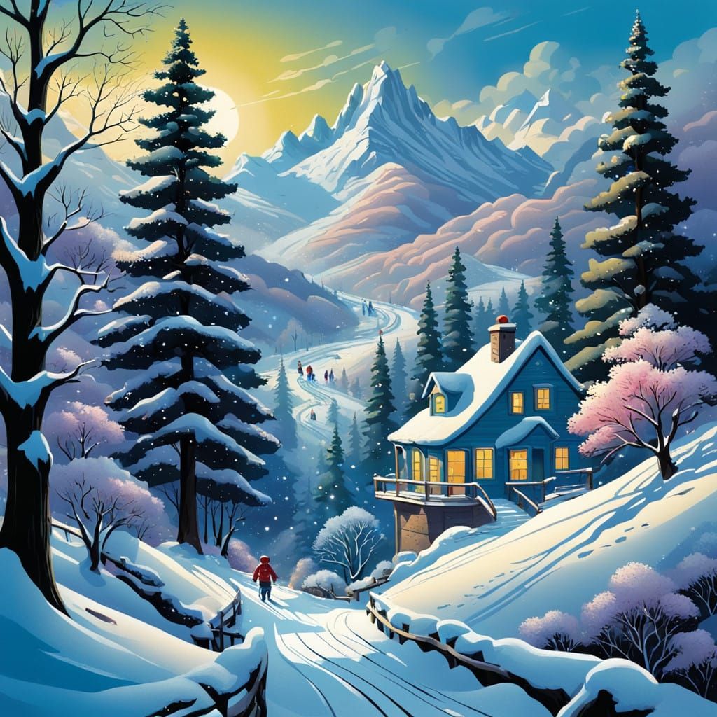 Whimsical Winter Wonderland in Disney Style