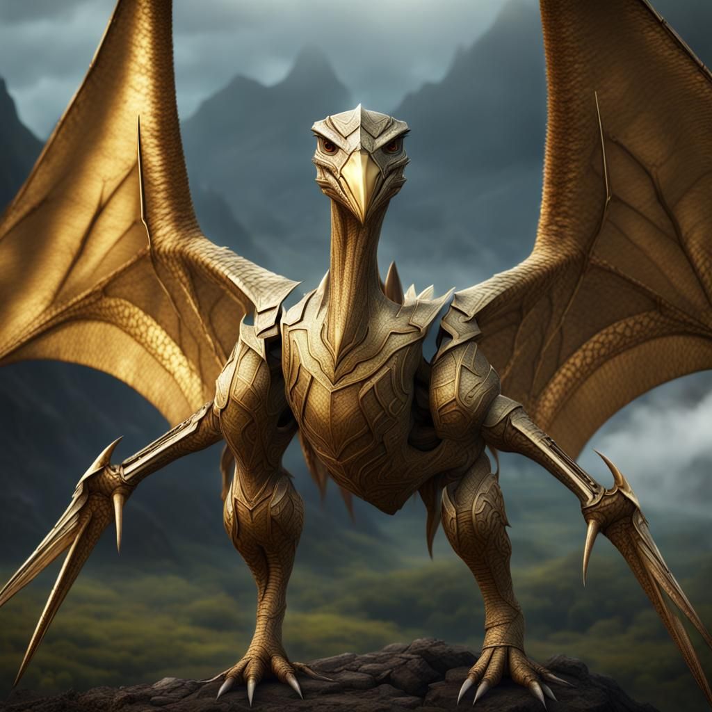 Armored Pterodactyl: Detailed Digital Matte Painting