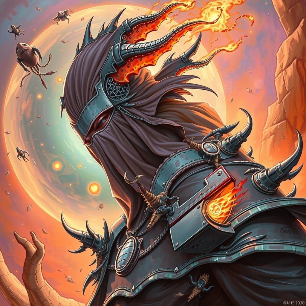 Ominous Figure in Desolate Landscape, Eerie Art