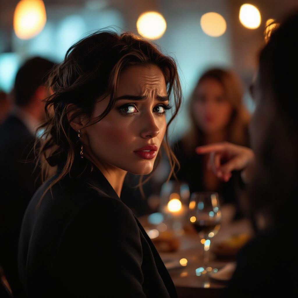 Cinematic Shot of Person Feeling Judged at Social Event