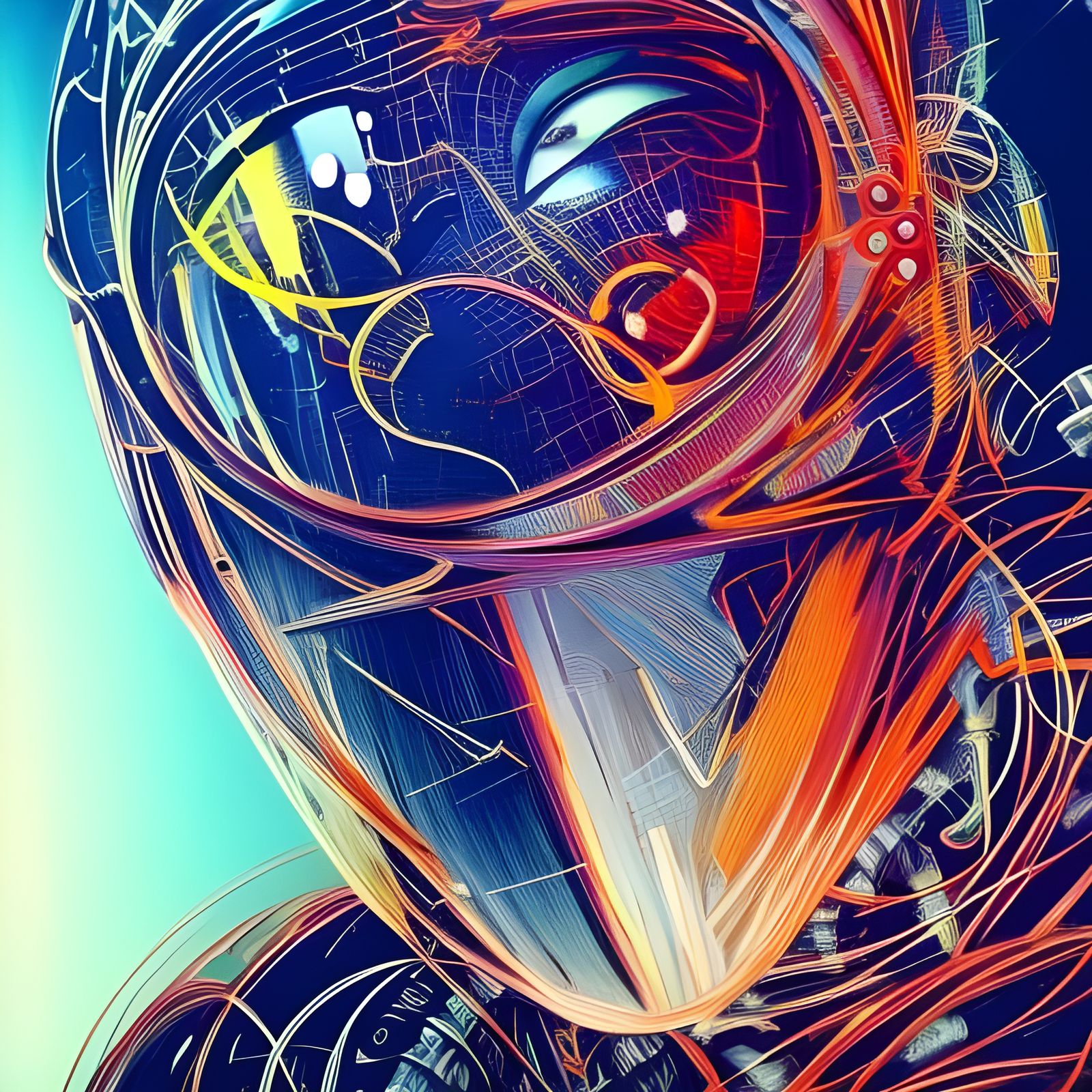 Android Officer in Cyberpunk Style Digital Art