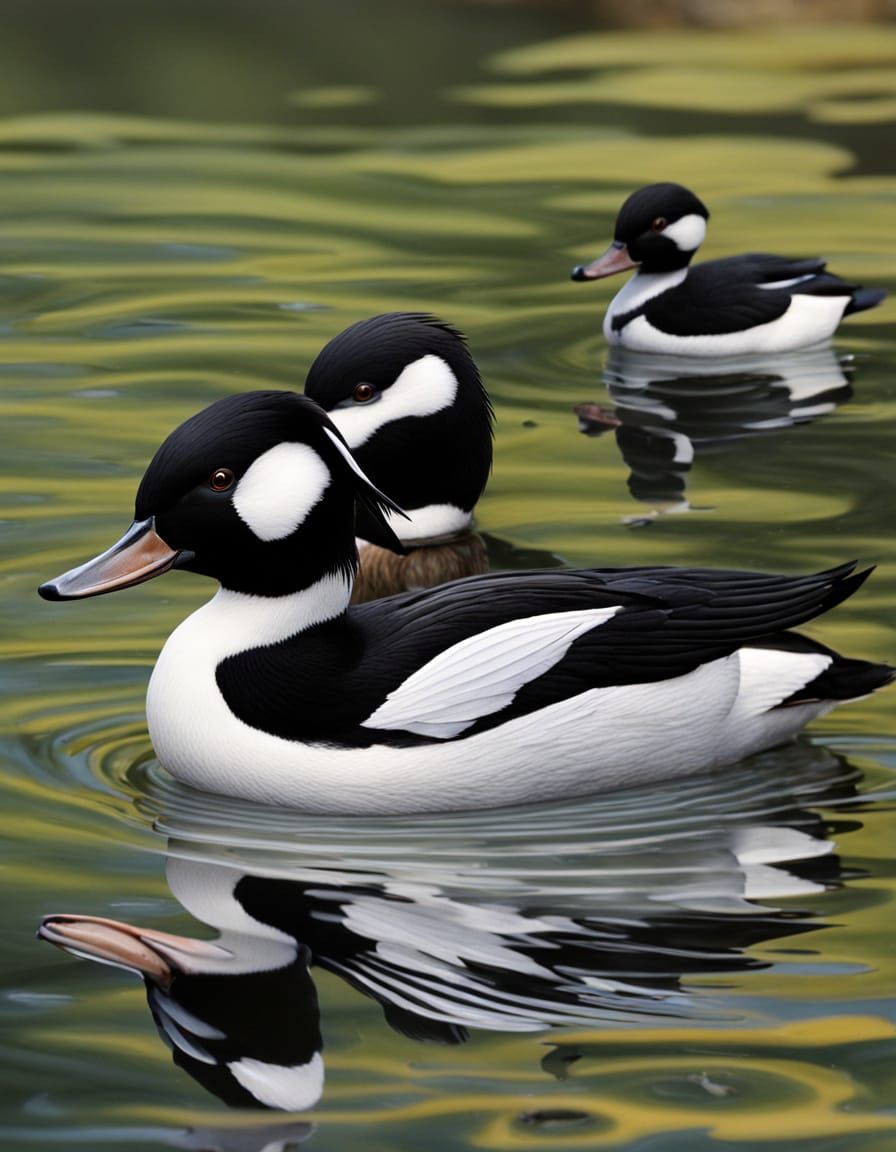 Photorealistic Bufflehead Duck Family Portrait
