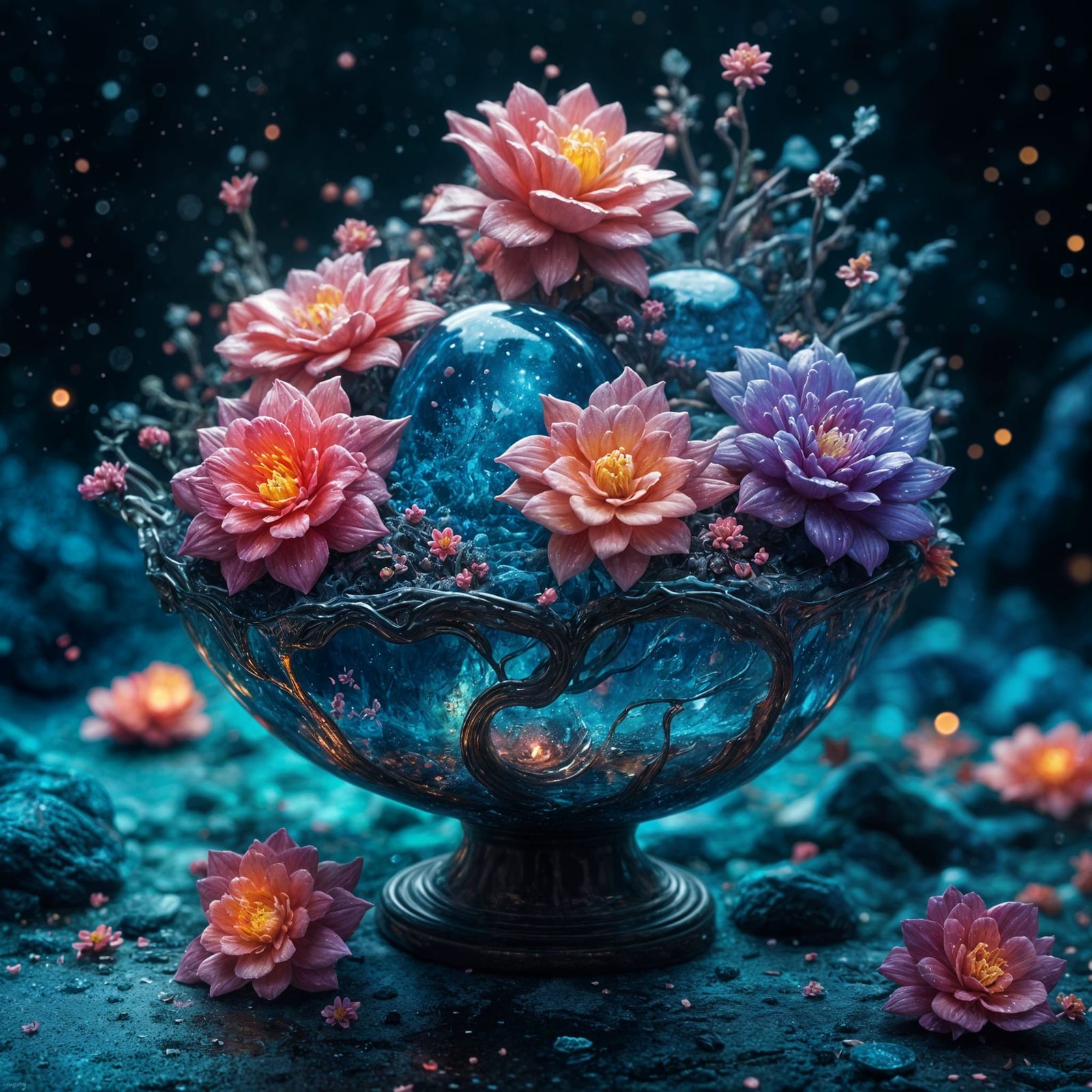 Vivid Glassy Liquid Effect in Watercolor and Ink