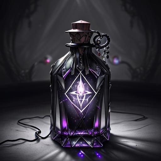 Black Magic Potion with Silver Ornaments