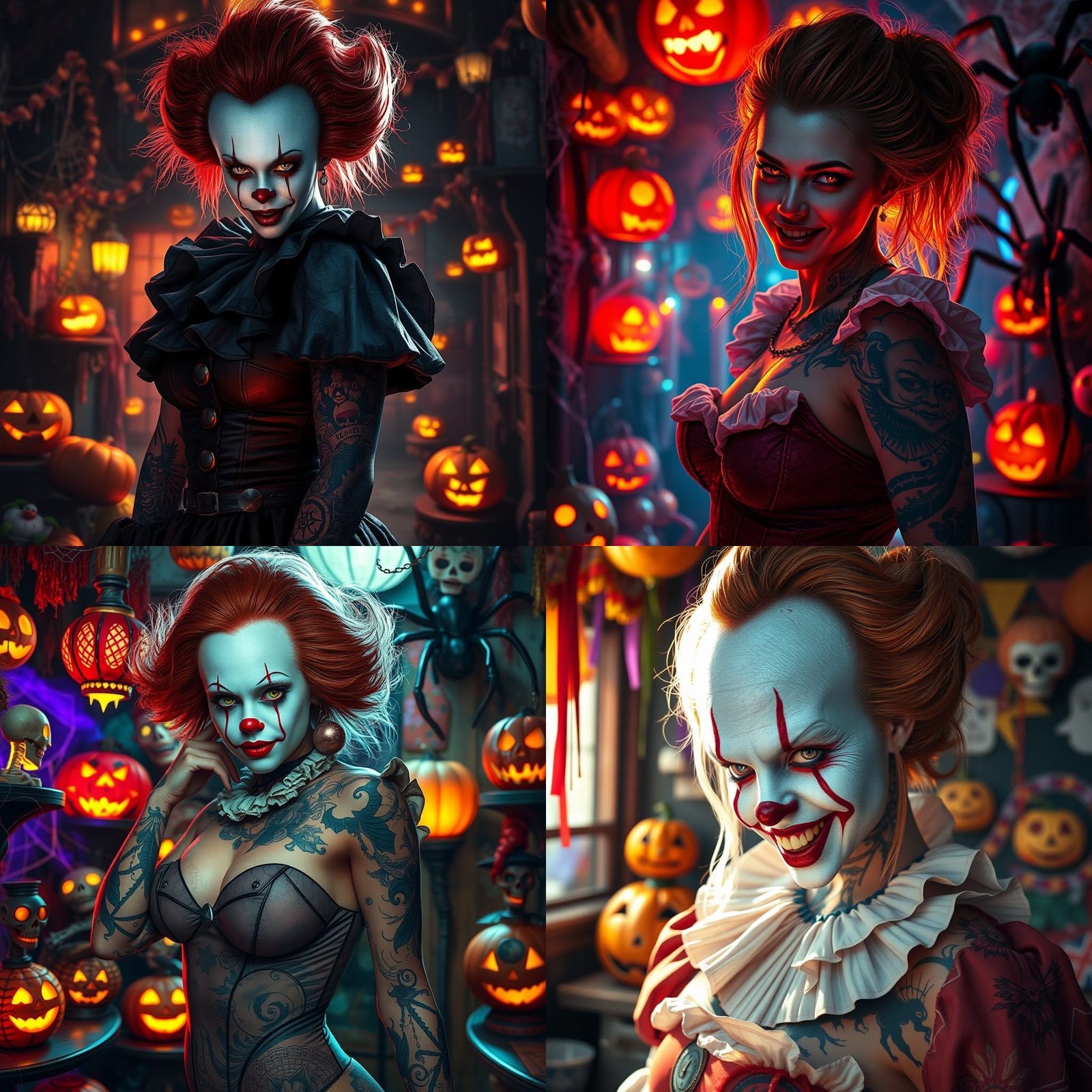 Pennywise Clown Tattooed Woman in Hyperrealistic Style